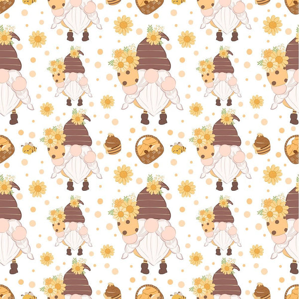 Bee Gnome Pattern 1 Fabric - ineedfabric.com