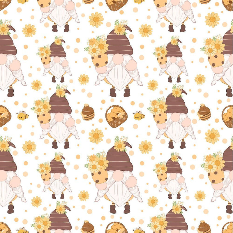 Bee Gnome Pattern 1 Fabric - ineedfabric.com