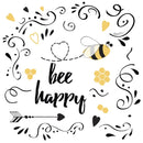 Bee Happy Fabric Panel - White - ineedfabric.com