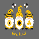 Bee Kind, Bees & Gnomes Fabric Panel - Gray - ineedfabric.com