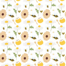 Bees, Hives and Daisies Fabric - White - ineedfabric.com