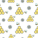 Bees, Honeycombs and Daisies Fabric - ineedfabric.com