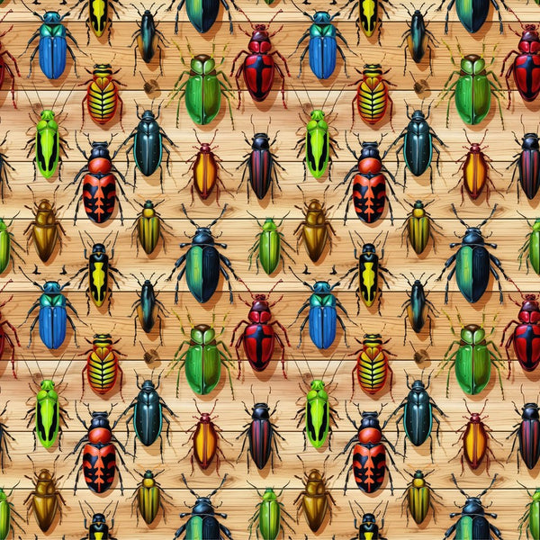 Beetles On Wood Fabric - ineedfabric.com