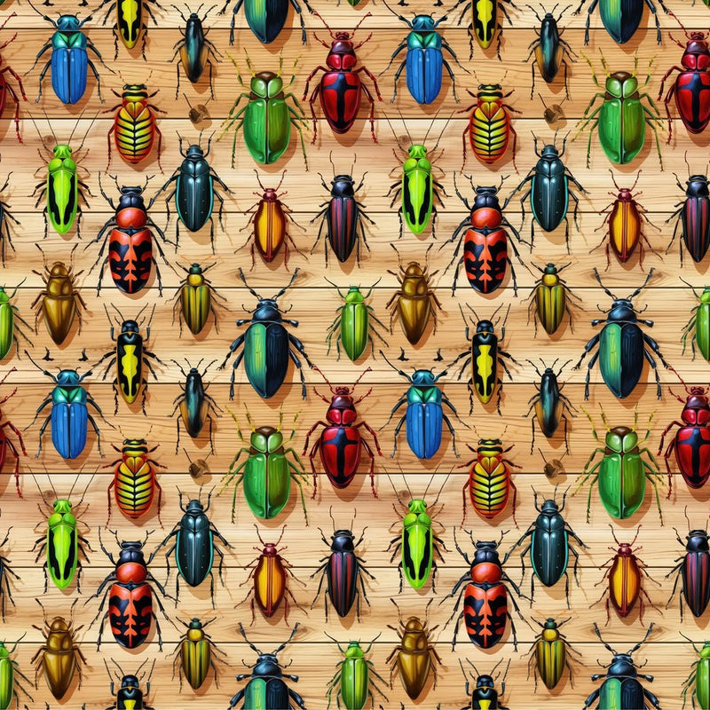 Beetles On Wood Fabric - ineedfabric.com