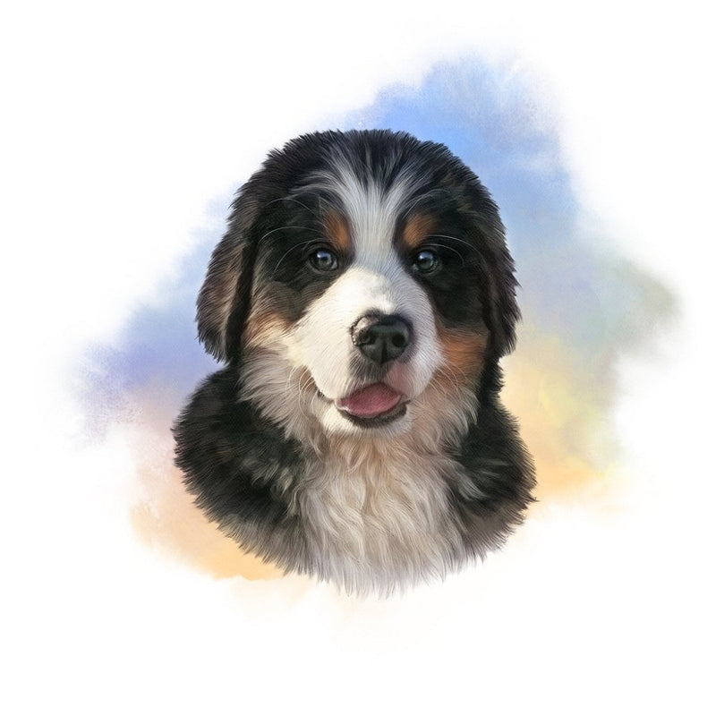 Bernese Mountain Puppy Portrait Fabric Panel - ineedfabric.com