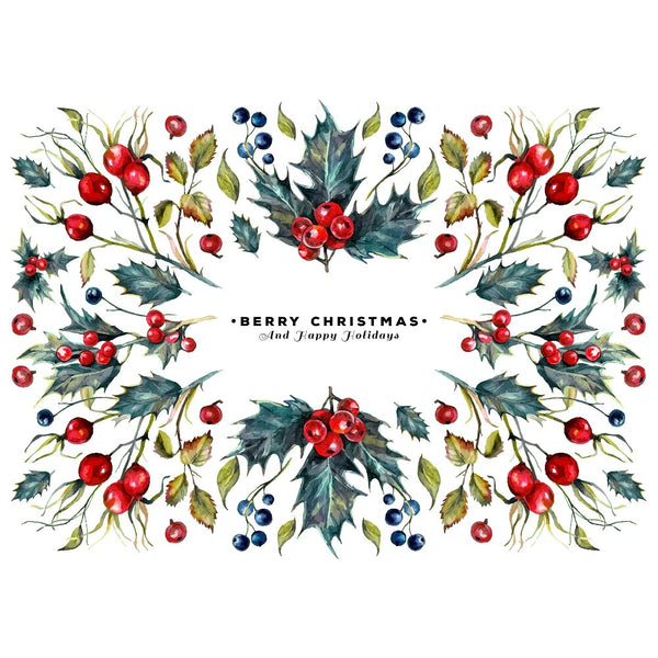 Berry Christmas Fabric Panel - Multi - ineedfabric.com