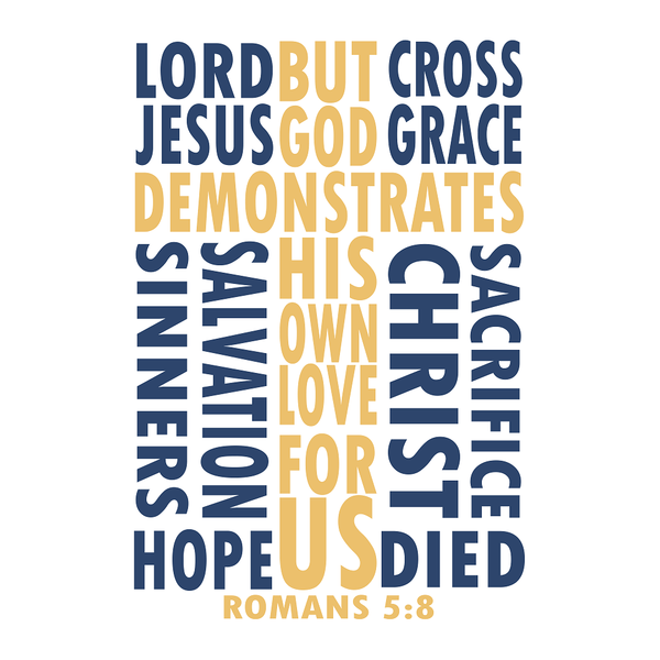 Bible Verse in Cross Romans 5:8 Fabric Panel - ineedfabric.com