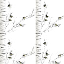 Birch Trees & Birds Fabric - White - ineedfabric.com