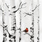 Bird on Birch Trees Fabric Panel - ineedfabric.com