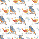 Birds & Flowers Fabric - White - ineedfabric.com
