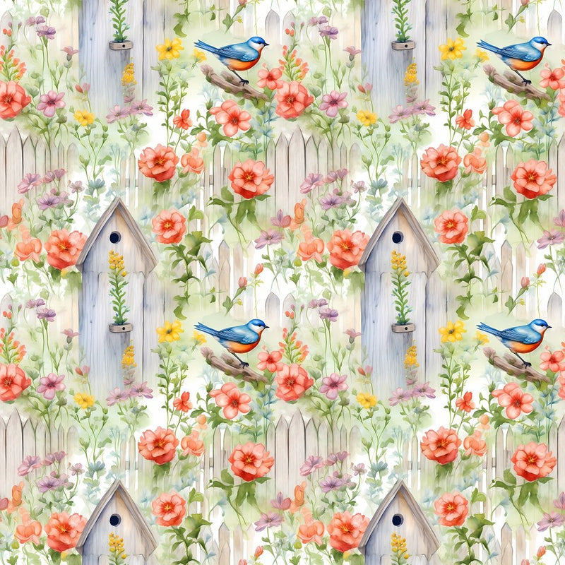 Birds in the Garden Pattern 8 Fabric - ineedfabric.com