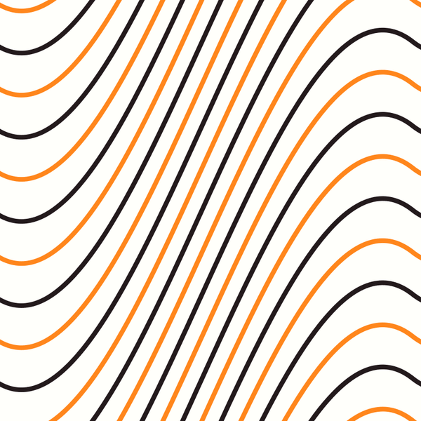 Black and Orange Wavy Lines Fabric - White - ineedfabric.com