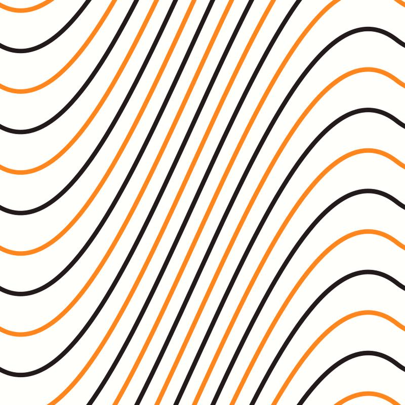 Black and Orange Wavy Lines Fabric - White - ineedfabric.com