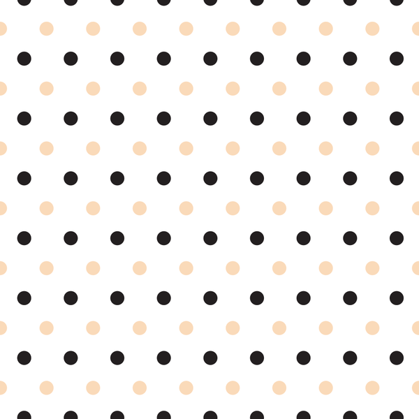 Black And Pizazz Peach Polka Dots Fabric - ineedfabric.com