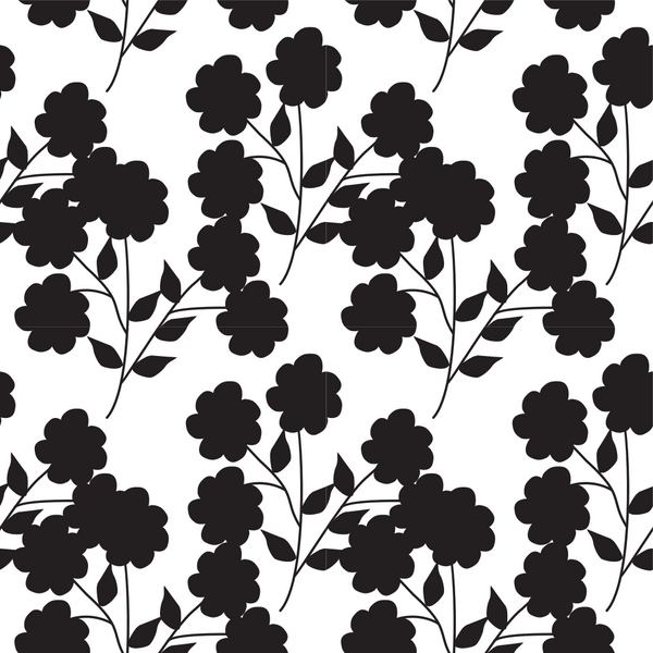 Black and White Floral Motifs Fabric - ineedfabric.com