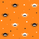 Black and White Spiders Allover Fabric - Orange - ineedfabric.com