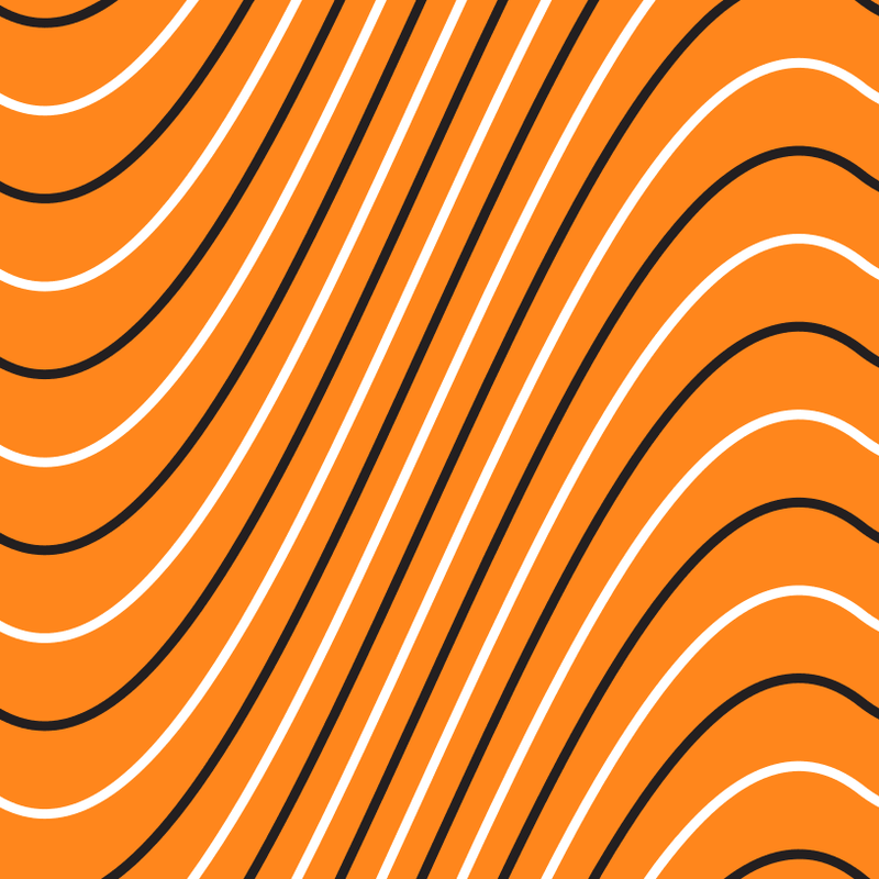 Black and White Wavy Lines Fabric - Orange - ineedfabric.com