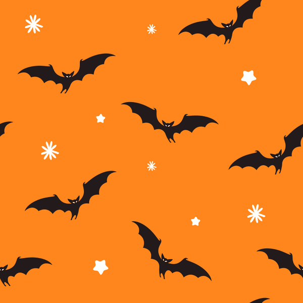 Black Bats Fabric - Orange - ineedfabric.com