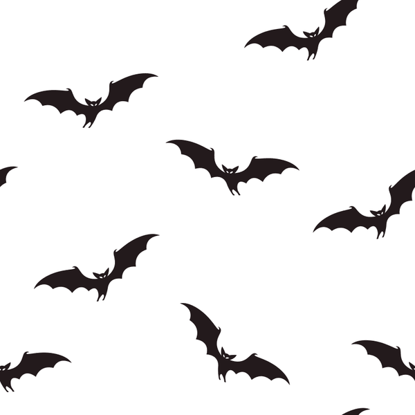 Black Bats Fabric - White - ineedfabric.com