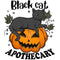 Black Cat Apothecary Fabric Panel - ineedfabric.com