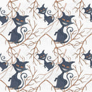 Black Cats with Branch Fabric - ineedfabric.com