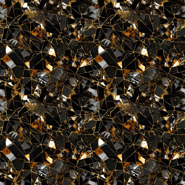 Black & Gold Shattered Glass Fabric - ineedfabric.com