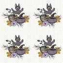 Black Pumpkins Bouquet Gold Dots Fabric - White - ineedfabric.com