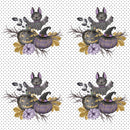 Black Pumpkins Bouquet Gray Dots Fabric - White - ineedfabric.com