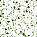 Black Rosebuds on Vines Fabric - White - ineedfabric.com