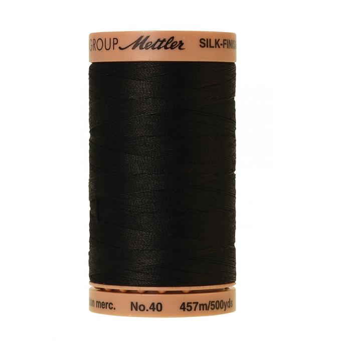 Black Silk-Finish 40wt Solid Cotton Thread - 500yds - ineedfabric.com