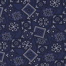 Blazin' Bandana Fabric - Navy - ineedfabric.com