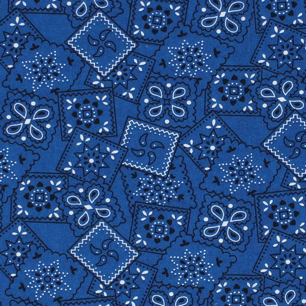 Blazin' Bandana Fabric - Royal - ineedfabric.com