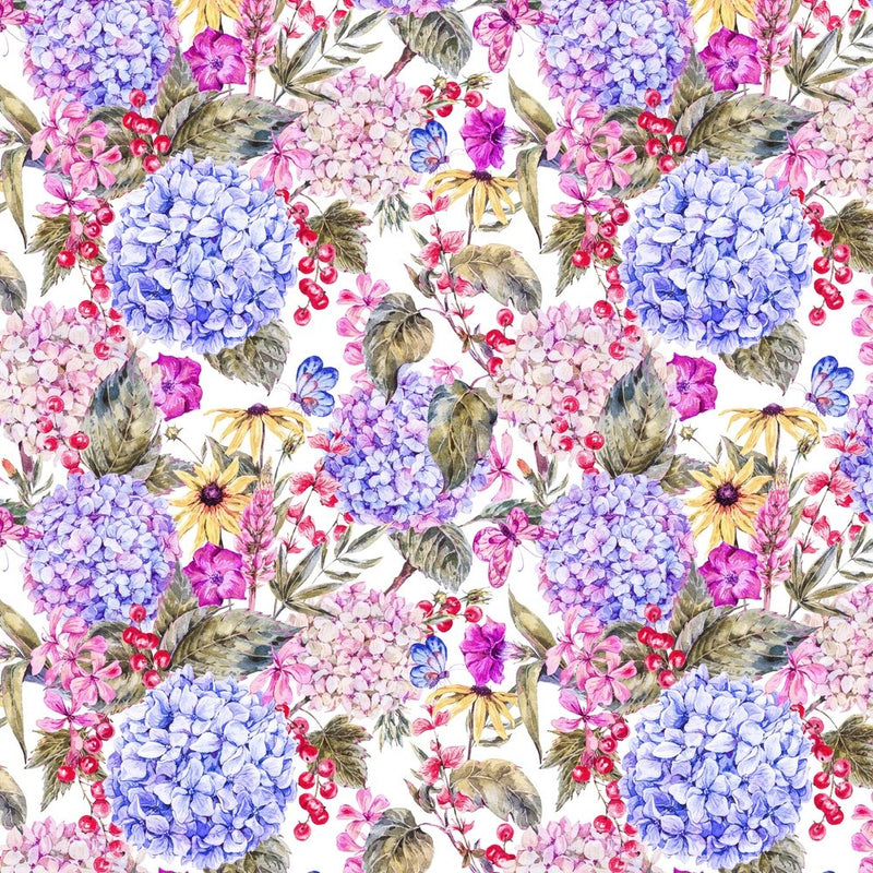 Blooming Hydrangea Fabric - Multi - ineedfabric.com