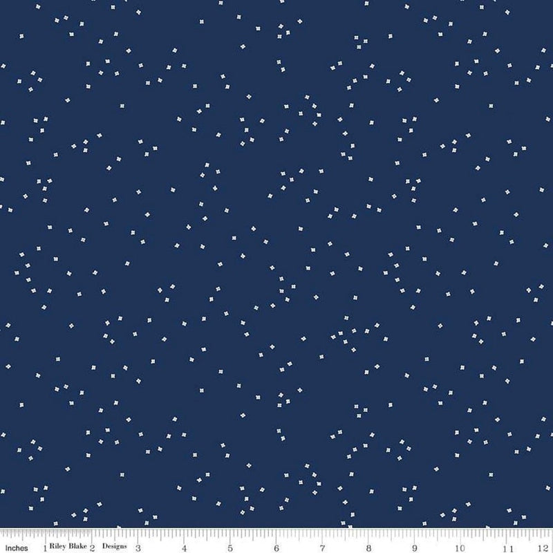 Blossom Fabric - Navy - ineedfabric.com