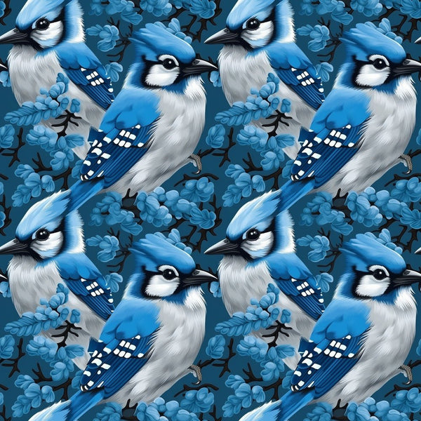 Blue Birds Pattern 2 Fabric - ineedfabric.com