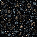 Blue Christmas Allover Fabric - Black - ineedfabric.com