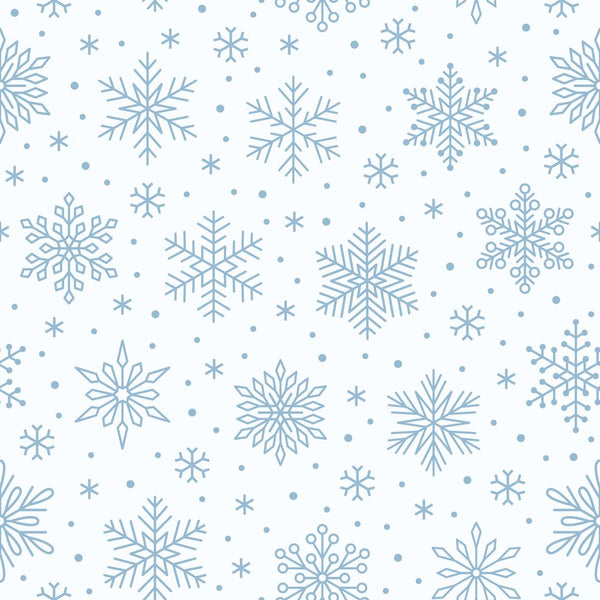 Blue Christmas Snowflakes Fabric - White - ineedfabric.com