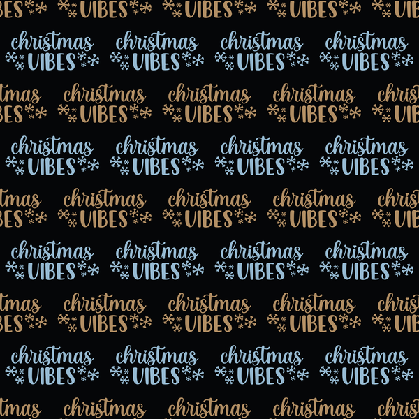 Blue Christmas Vibes Fabric - Black - ineedfabric.com