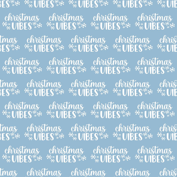 Blue Christmas Vibes Fabric - Blue - ineedfabric.com