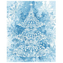 Blue Grunge Christmas Tree Fabric Panel - ineedfabric.com