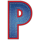 Blue Jean "P" Fabric Panel - ineedfabric.com