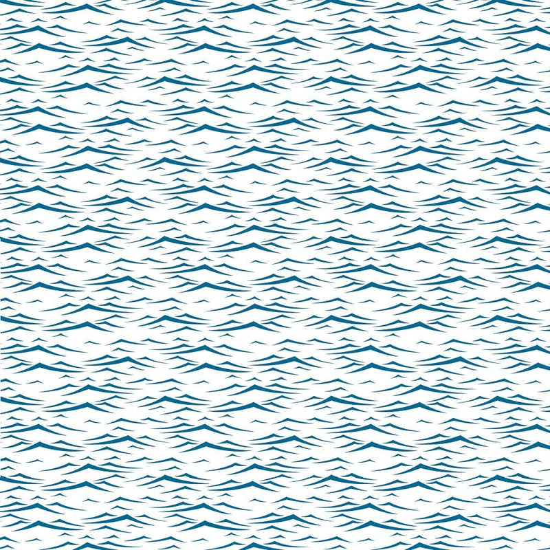 Blue Ocean Waves Fabric - ineedfabric.com