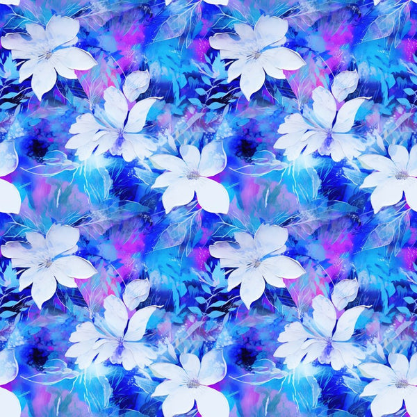 Blue & Purple Cherry Blossom Fabric - ineedfabric.com