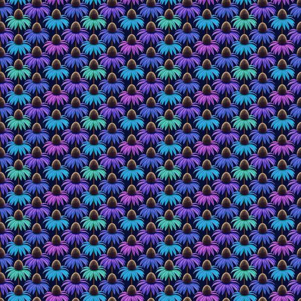Blue & Purple Coneflower Fabric - ineedfabric.com