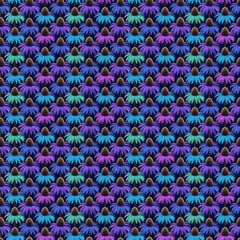 Blue & Purple Coneflower Fabric - ineedfabric.com