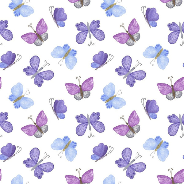 Blue, Violet, and Purple Butterflies Fabric - ineedfabric.com