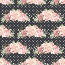 Blush Florals & Hearts Fabric - Black - ineedfabric.com