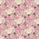 Blush Rose Bouquets & Lace Fabric - Pink - ineedfabric.com