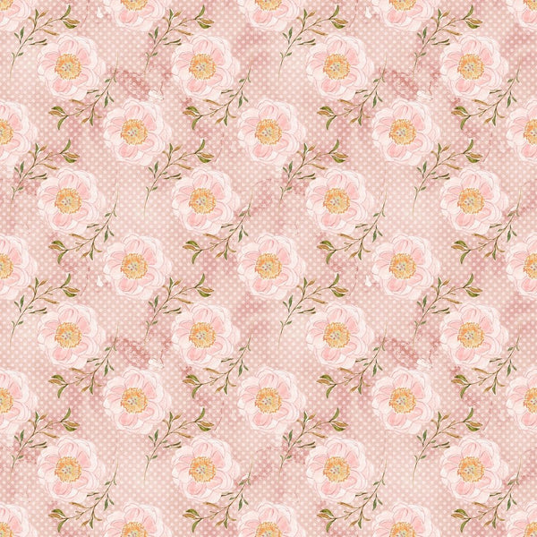 Blushing Peony & Polka Dots Fabric - Pink - ineedfabric.com