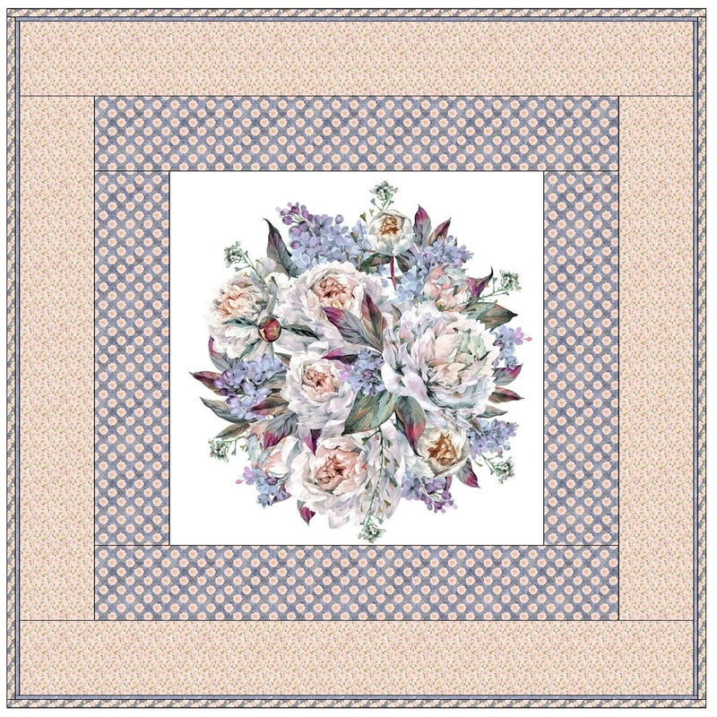 Blushing Round Peonies Bouquet Wall Hanging 42" x 42" - ineedfabric.com